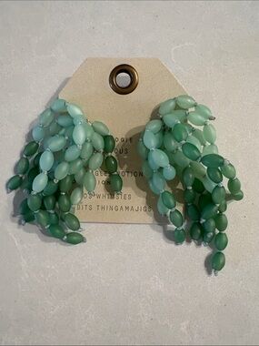 Anthropologie Green Bead Cluster Statement Earrings